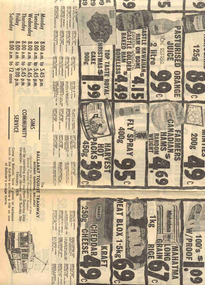 Newspaper, SSW Supermarkets and  Sims Markettes, advertising BTPS operating days, Dec. 1977