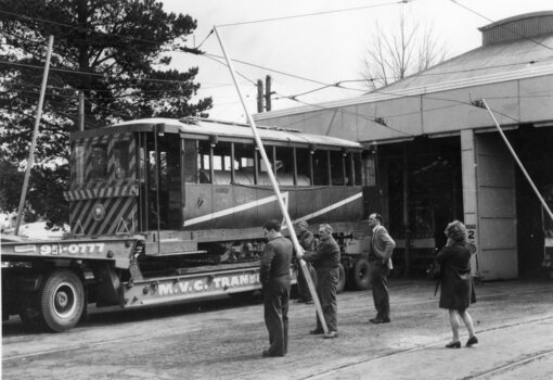 Ballarat Scrubber tram loaded on a truck