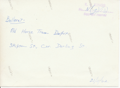 Notes on rear of print