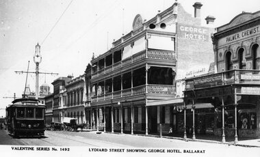 "Lydiard Street showing George Hotel Ballarat"
