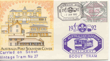 Ephemera - Envelope/s, Australia Post, "Ballarat Scout Jamboree, Scout Tram Carried Cover", 21/08/2007 12:00:00 AM