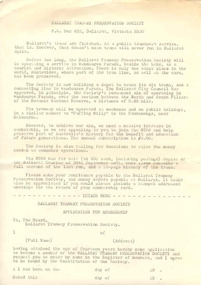 Document - Form/s, Ballarat Tramway Preservation Society (BTPS), BTPS Membership application, 1971