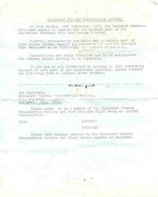 Document - Form/s, Ballarat Tramway Preservation Society (BTPS), BTPS Membership application, 1971