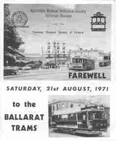 Document - Form/s, Australian Railway Historical Society (ARHS), "Farewell to the Ballarat Trams", Jul. 1971