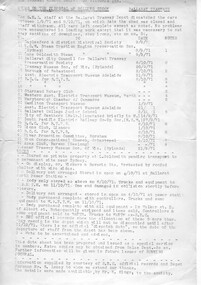 Document - List, Tramway Museum Society of Victoria (TMSV), "Notes on the disposal of Rolling Stock - Ballarat Tramways", 1972