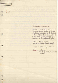 Literary work - Manuscript, Kevin Tierney, "Essay - abandonment of the Ballarat Tramway System", 1972