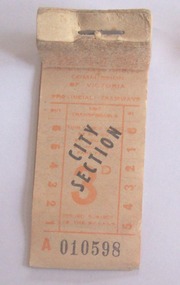 Ephemera - Ticket/s, State Electricity Commission of Victoria (SECV), SEC 3d City Section, mid 1950's?