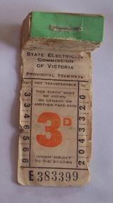Ephemera - Ticket/s, State Electricity Commission of Victoria (SECV), SEC 3d, mid 1950's to early 1960's