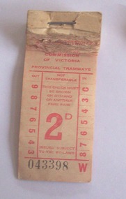 Ephemera - Ticket/s, State Electricity Commission of Victoria (SECV), SEC 2d, early 1950's?
