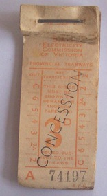 Ephemera - Ticket/s, State Electricity Commission of Victoria (SECV), SEC 3d concession, 1958 - 1963?