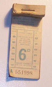 Ephemera - Ticket/s, State Electricity Commission of Victoria (SECV), SEC 6d, 1955 - 1965?