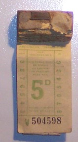 Ephemera - Ticket/s, State Electricity Commission of Victoria (SECV), SEC 5d, 1955 - 1965?