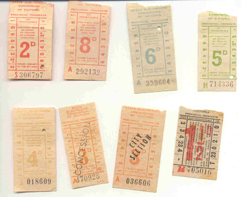 Ephemera - Ticket/s, State Electricity Commission of Victoria (SECV), Set of SEC predecimal tickets - Wal Jack Collection, 1960's