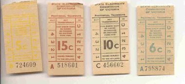 Ephemera - Ticket/s, State Electricity Commission of Victoria (SECV), Set of SEC predecimal tickets - Wal Jack Collection, 1966