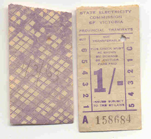 Ephemera - Ticket, State Electricity Commission of Victoria (SECV), Set of SEC predecimal tickets - Wal Jack Collection, 1963 - 1966