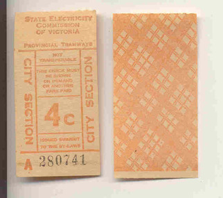 Ephemera - Ticket, State Electricity Commission of Victoria (SEC), Set of SEC predecimal tickets - Wal Jack Collection, 1966