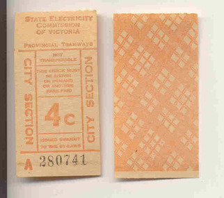 Ephemera - Ticket, State Electricity Commission of Victoria (SECV), Set of SEC predecimal tickets - Wal Jack Collection, 1966