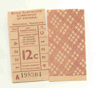 Ephemera - Ticket, State Electricity Commission of Victoria (SEC), Set of SEC predecimal tickets - Wal Jack Collection, 1966