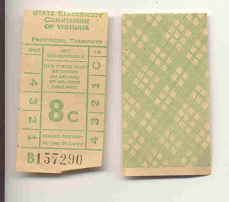 Ephemera - Ticket, State Electricity Commission of Victoria (SECV), Set of SEC predecimal tickets - Wal Jack Collection, 1966