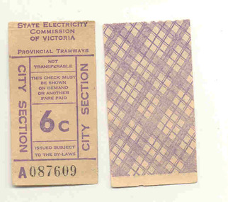 Ephemera - Ticket, State Electricity Commission of Victoria (SECV), Set of SEC predecimal tickets - Wal Jack Collection, 1966