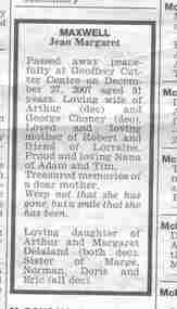 Newspaper, The Courier Ballarat, "Conductress's journey ends", 27/12/2007 12:00:00 AM