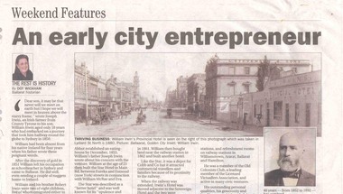 Newspaper, Dot Wickham, "An early city entrepreneur", 5/03/2005 12:00:00 AM