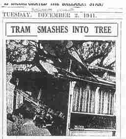 Document - Photocopy, Alan Bradley, "Tram smashes into tree", mid 1990's