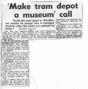 Document - Photocopy, The Courier Ballarat, "Make tram depot a museum' call", 3/04/1971 12:00:00 AM