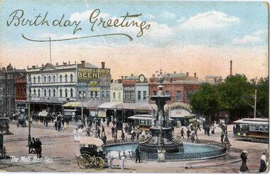 Postcard, The Mall Bendigo, Charing Cross, c1904