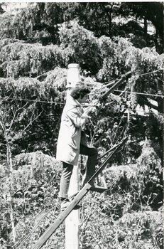 Overhead installation work  on the access track