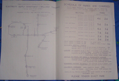 Poster, State Electricity Commission of Victoria (SECV), "Schedule of Fares and Charges - November 1955", Nov. 1955