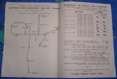 Poster, State Electricity Commission of Victoria (SECV), "Schedule of Fares and Charges - August 1965", Nov. 1955