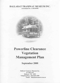 Document - Report, City of Ballarat, "Powerline Clearance Vegetation Management Plan", Sep. 2000
