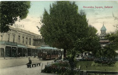 Postcard, L.L. Simpson, Ballarat Cross bench tramcar No. 19, c1908