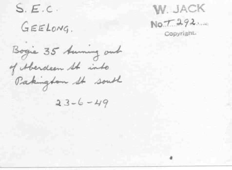 SECV Geelong 35 - Aberdeen St. - rear notes