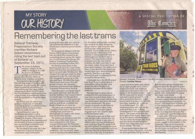 Newspaper, The Courier Ballarat, "Remembering the last trams", 5/08/2008 12:00:00 AM