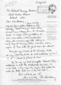 Document - Letter/s, "Mr Jerusalem Smith", Sep. 2008