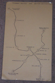 Map, "Bendigo Tramway Routes and Section Destinations", c1970