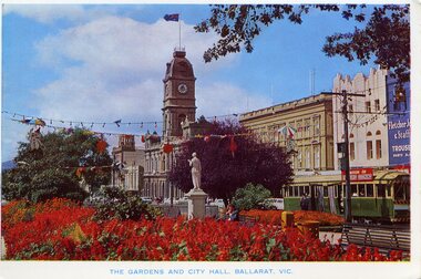 Postcard, Rose Stereograph Co, "The Gardens and City Hall. Ballarat Vic.", mid 1960's
