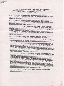 Leonora - our tram service page 1