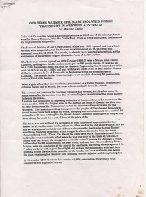 Leonora - our tram service page 1