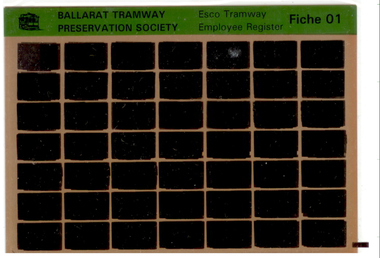 Film - Microfiche, Nova  Micrographics, "ESCo Tramway Employee Register", Jun. 1994