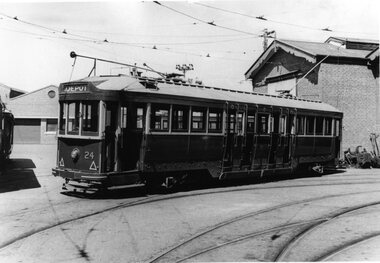 Bendigo bogie tram No. 24 at the Bendigo Tram depot