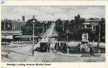 Postcard, Rose Stereograph Co, 1906 view of Charing Cross, Bendigo, 1990's?