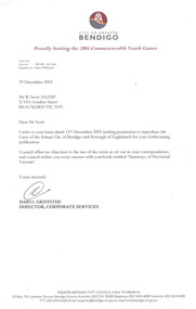 Document - Letter/s, City of Greater Bendigo, 19/12/2003 12:00:00 AM