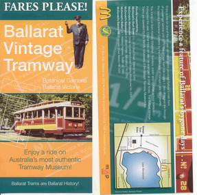 Pamphlet, Ballarat Tramway Museum (BTM), "Fares Please! / Ballarat Vintage Tramway", Aug. 2008
