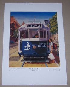 drawing - Illustration - Art work, Peter Gerasimon, "The Ballarat Tram in Melbourne", 1997