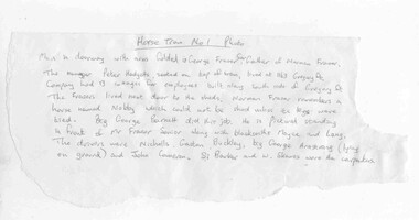 Document - Report, Dave Macartney, "Horse Tram No. 1 Photo", c1985