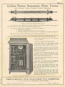 Pamphlet, The Forest City Electric Co. Limited England, "Collins Patent Automatic Point Turner", c1940's?