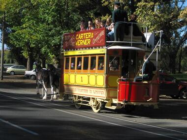 Museum horse tram operating 